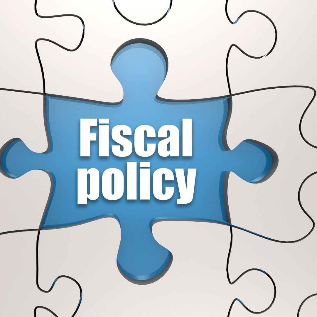 the words fiscal policy written on a puzzle piece