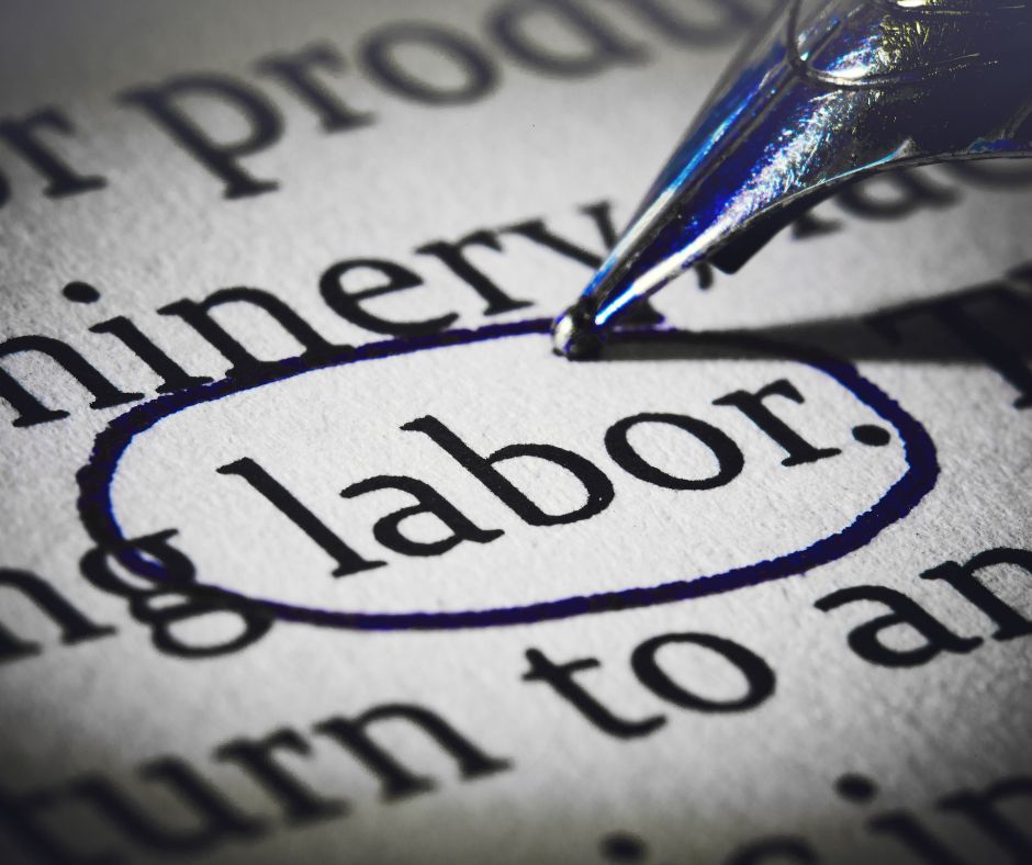 a graphic of the word labor circled in pen